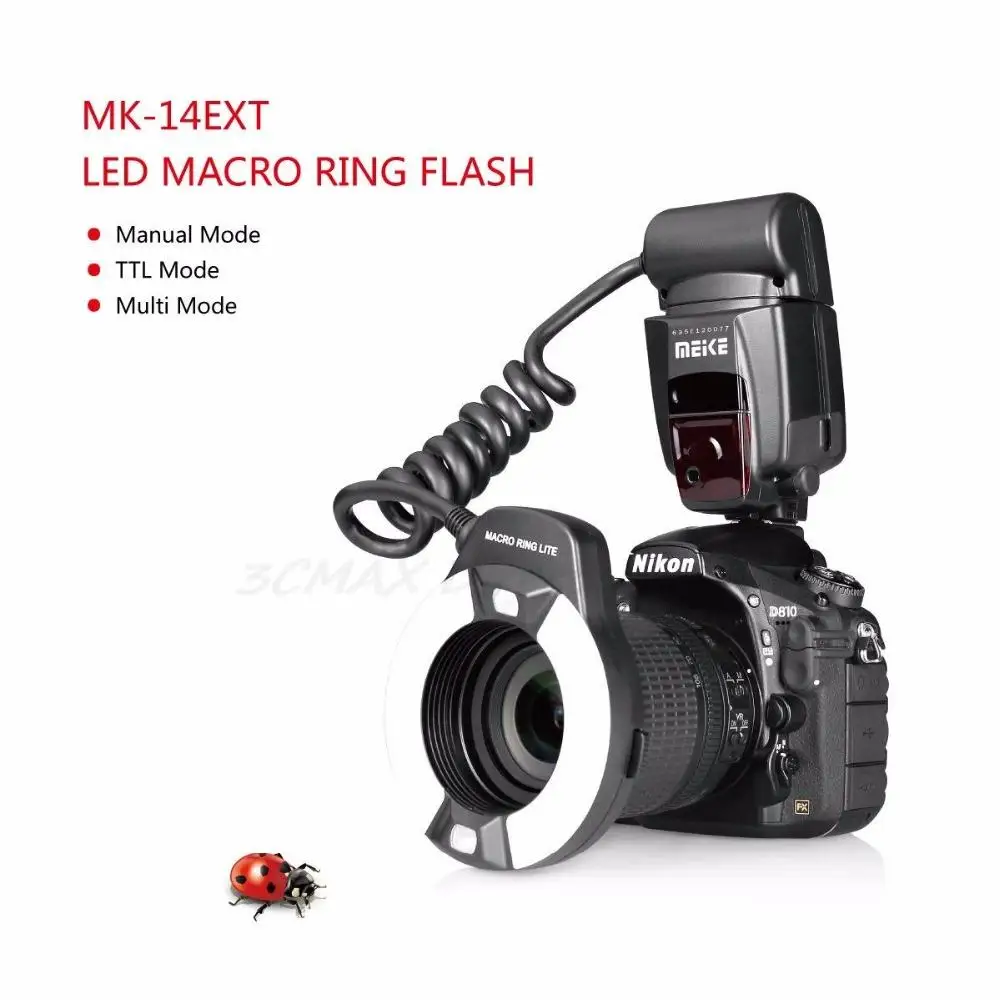 MK-14EXT-N/C حلقة ضوء فلاش Speedlite GN14 لكانون نيكون D80 D300S D600 D700 D800E D3100 D3400 6D 7D 60D 70D 700D Meke