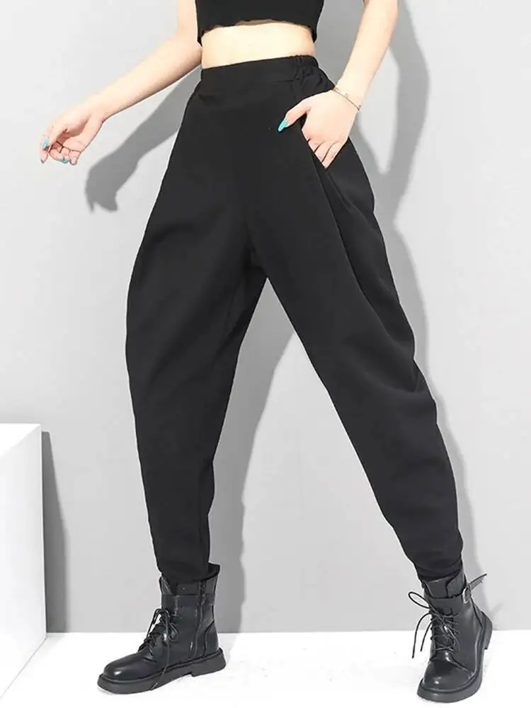 High Elastic Black Waist Brief Long Harem Trousers New Loose Fit Pants Women Fashion Spring Autumn 2026 1DUP