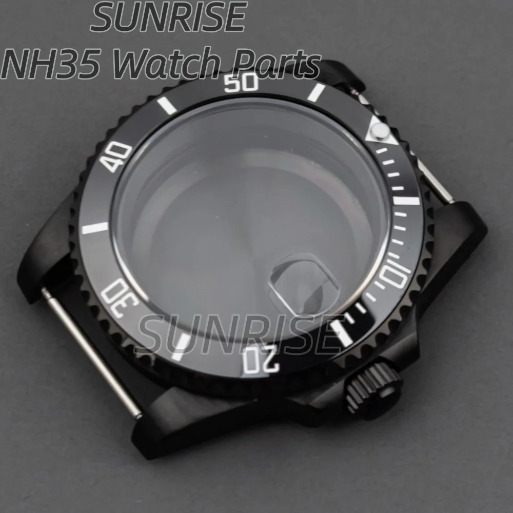 

40mm Black PVD Watch Case Stainless Steel Sapphire Glass waterproof fit NH34 NH35 NH36 Movement 28.5mm SUB GMT YACHT 20MM Strap