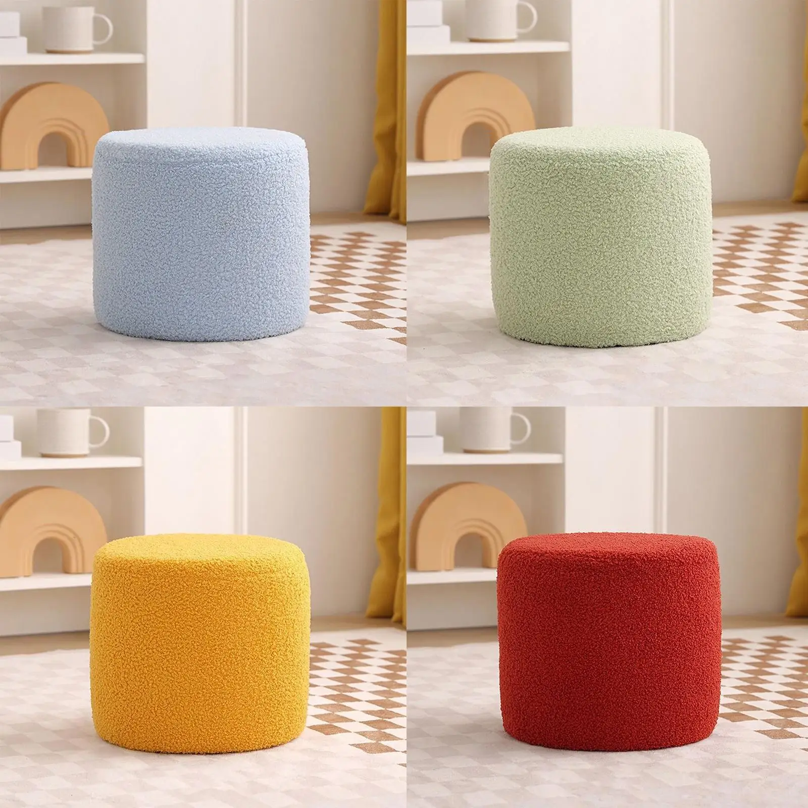 Round Foot Rest Stool Change Shoe Stool Stable Stepstool Small Cylinder Stool for Office Bedside Nursery Sturdy Room Living Room