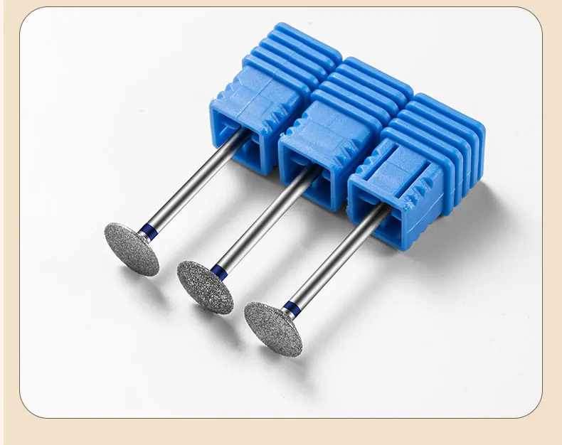 Diamond Nail Grinding Heads for Electric Drills Removable Polish/Cuticle Trim Bits Professional Manicure Pedicure Tool Flat Disk