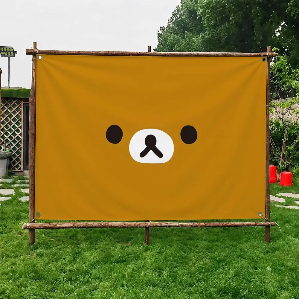 R-Rilakkuma Flags Custom Wall Hanging Background Art Banner For Bedroom Home Living Room Outdoor Decor