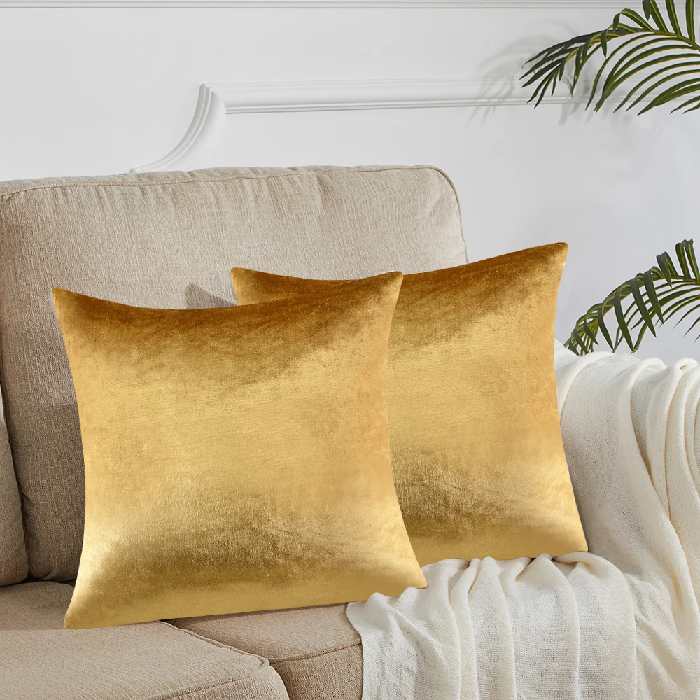 1piece Modern Solid Velvet Cushion Covers for Sofa Bed Couch Home Decor Luxury Throw Pillows Covers  45x45 50x50 Gold Pillowcase