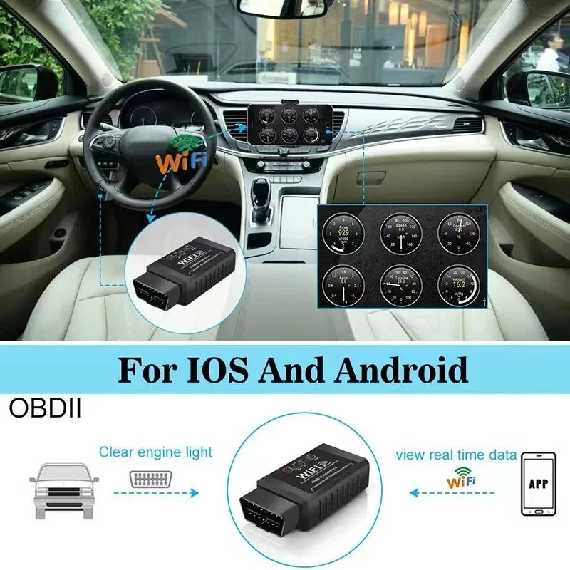 ELM327 V1.5 Scanner Car Code Reader OBD2 WIFI Diagnostic Tool for iPhone IOS /Android Automotive Fault Detector