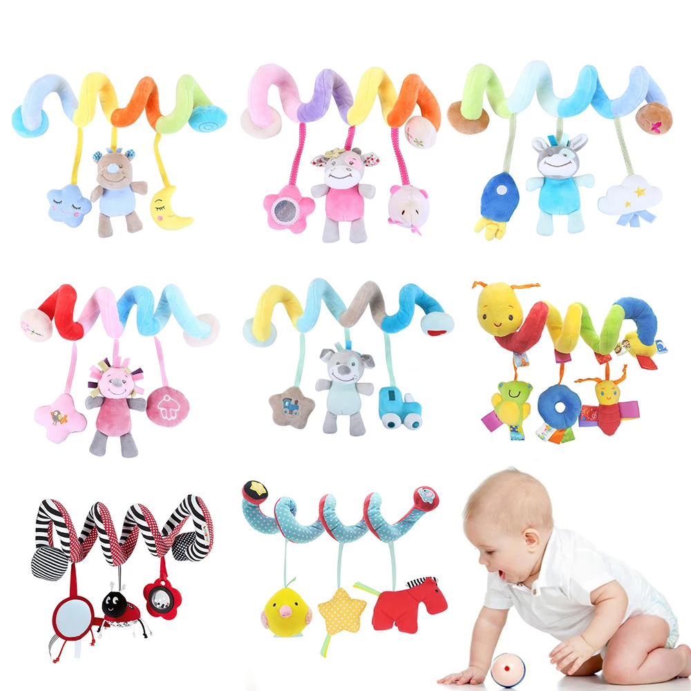 Soft Baby & Toddler Toys 0-12 Months Crib Stroller Hanging Spiral Kids Sensory Educational Toy For Newborn Baby Rattles Bed Bell