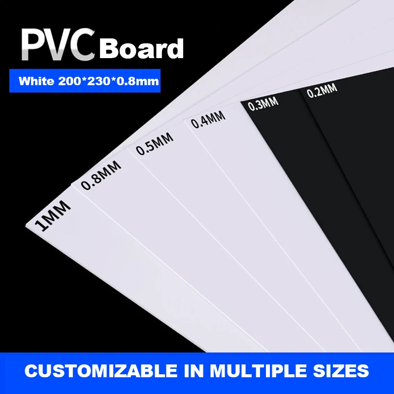 1-10Pcs 200*230*0.8mm Ultra thin White PVC Sheet Board For DIY Handmade Model Making Material Customizable In Multiple Sizes