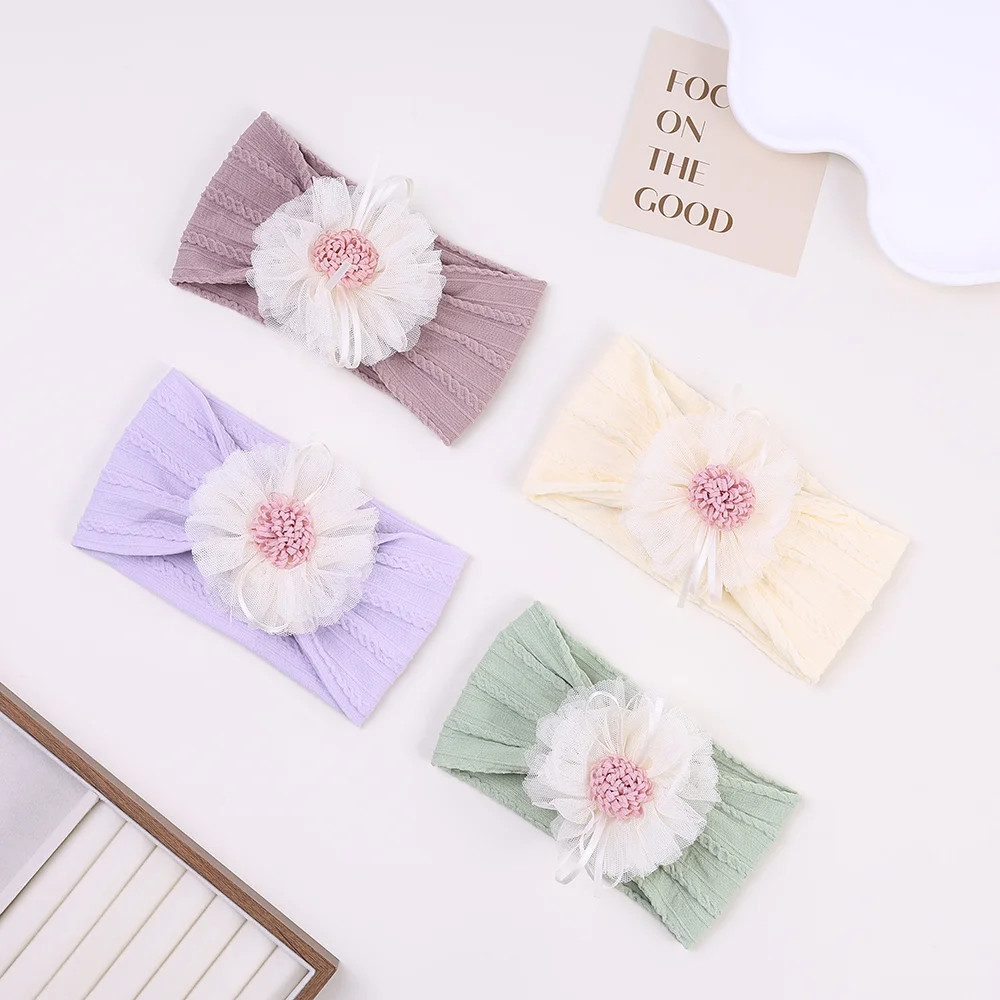 

New Baby Nylon Headband Soft Flower Turban Hair Bands for Children Girls Elastic Headwrap Hair Accessories for Newborn Toddler