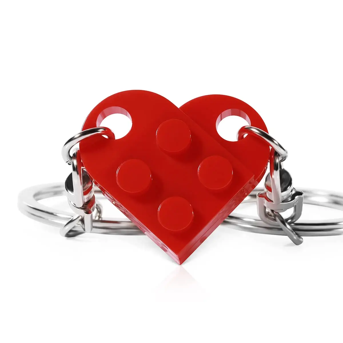 1pcs Red Love Heart Building Block Keychains ForCouples Friendship Women Men Girl Boy Love Heart Brick KeyRing Birthday Gift