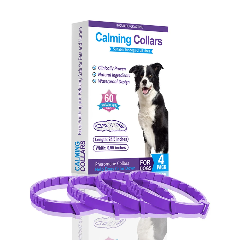 4PCS/pack Pet Calming Collar For Cats Dogs  Adjustable Anxiety Pheromone Reducing Pet Collar Lasting Natural Calm Relax Soothing