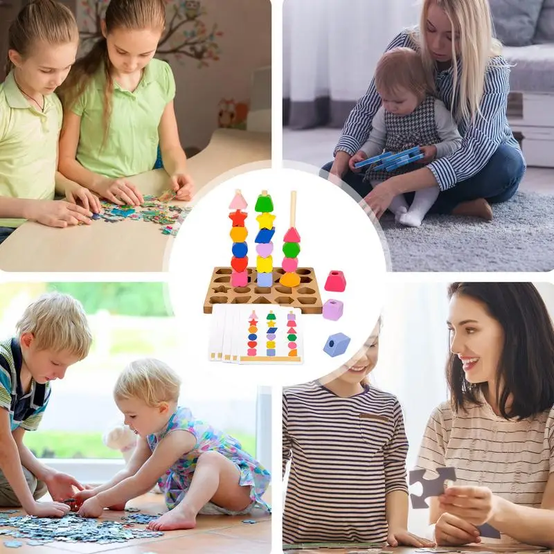 Wooden Shape Matching Game Shape Color Recognition Blocks Matching Puzzle Wooden Shape Color Recognition Toys For Home School