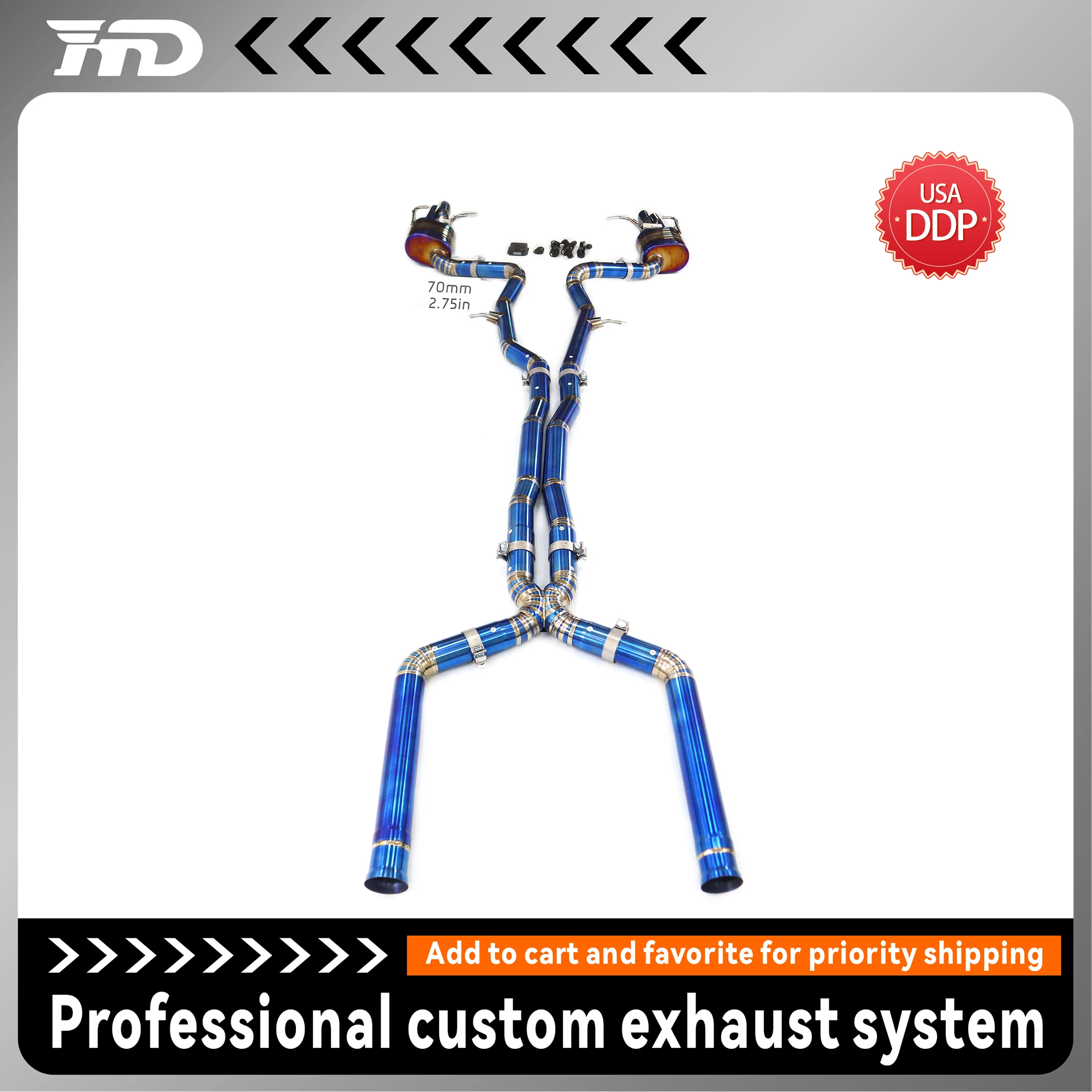 

HMD Catback for Mercedes benz E63 W213 4.0L V8 M177 Cat-Back Exhaust System Valve Ti Muffler