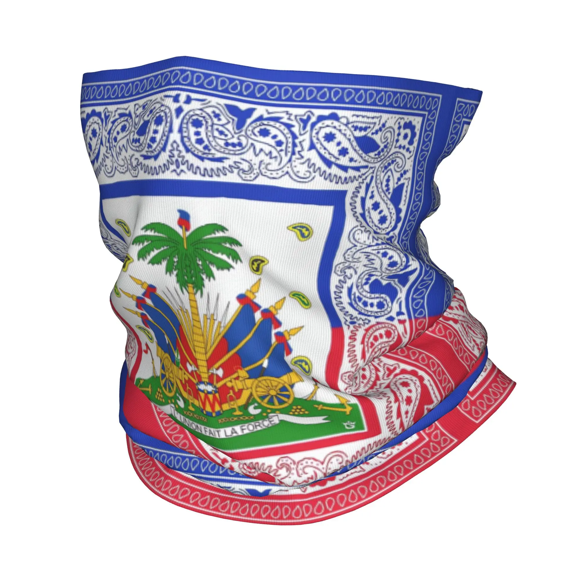 Haiti Flag Paisley Border Square Balaclava Running Travel Face Masks Women Funny Sun Protection Bicycle Mask Neck Warmer Scarves