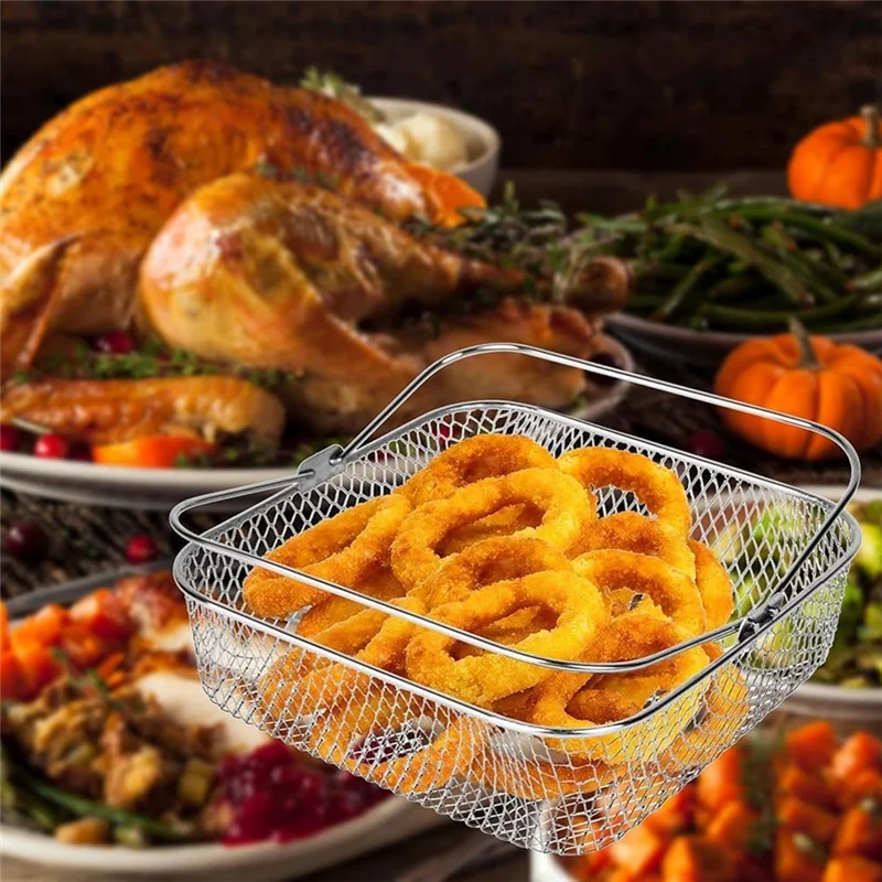 سلة شبكية من الاستانلس استيل Forinstant Vortex COSORI 5.8- 6QT سلة ملحقات مقلاة الهواء مع مقبض مقلاة عميقة Partsa83x