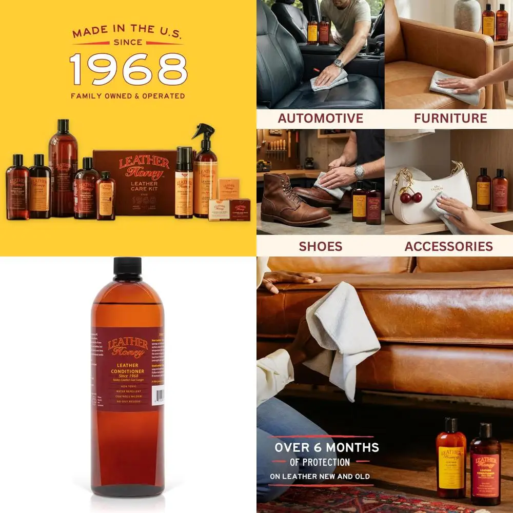 

Premium Leather Care, Non-Toxic & US-Made Since 1968. Protects and Restores Leather Goods, Ideal for Furniture, Car Interiors, F