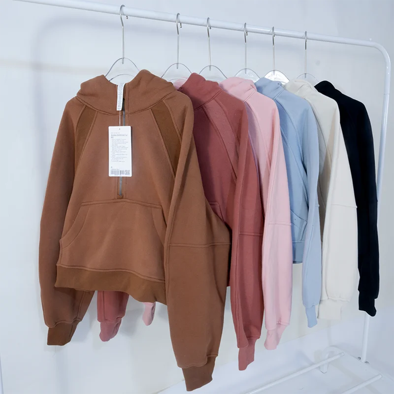 

Осень-зима 2026, повседневная женская однотонная толстовка с капюшоном на молнии, спортивная одежда, свободные карманы, теплая модная уличная толстовка