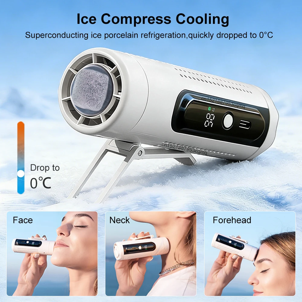 For the new multifunctional turbo ice pack handheld waist hanging neck small fan portable mini high-speed cooling electric fan