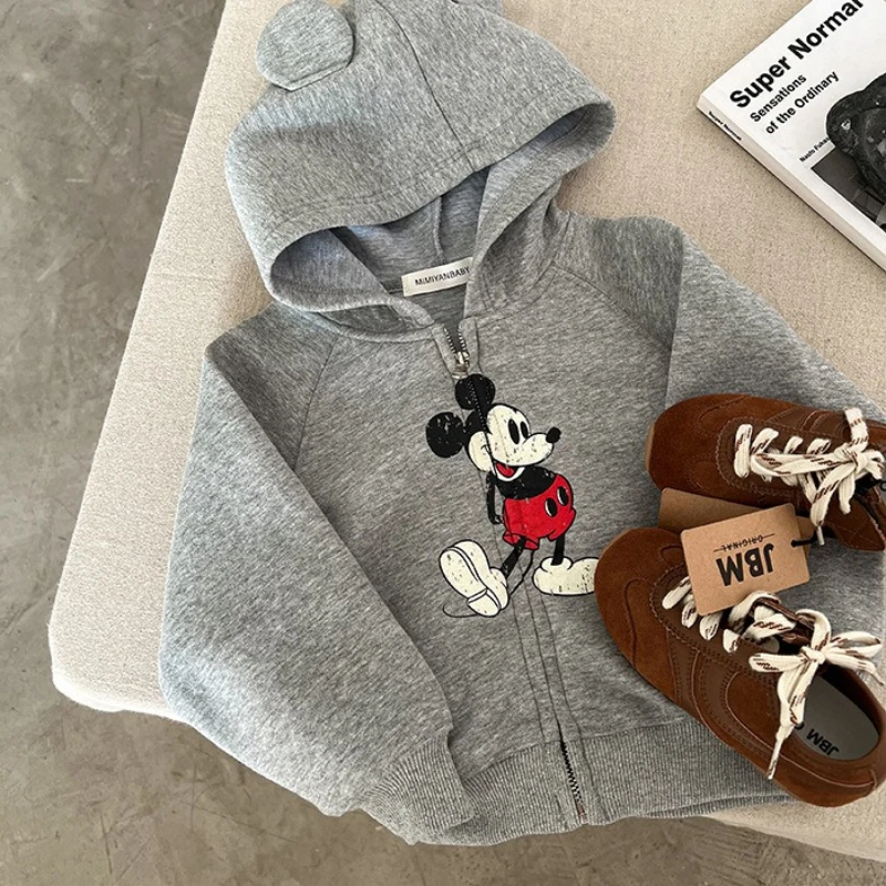 

2026 Kids Hooded Jacket, Korean Cartoon Zip-Up Top with Ear Flaps Unisex Toddler Wear New Arrival