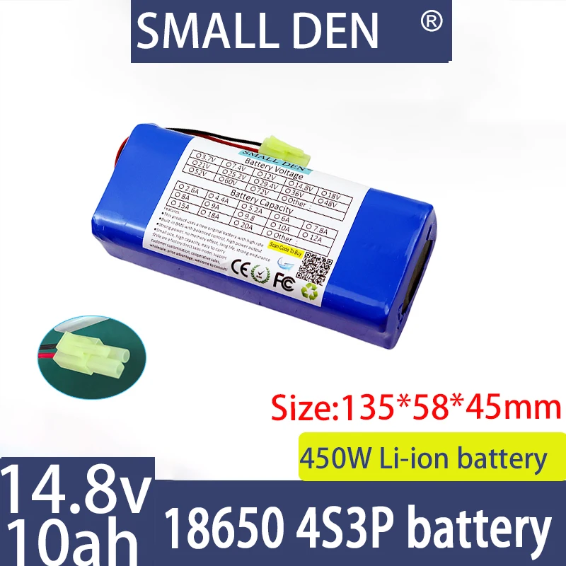 14.8V 10A new 4S3P 18650 lithium battery pack with built-in 30A BMS large capacity rechargeable battery, solar high-power