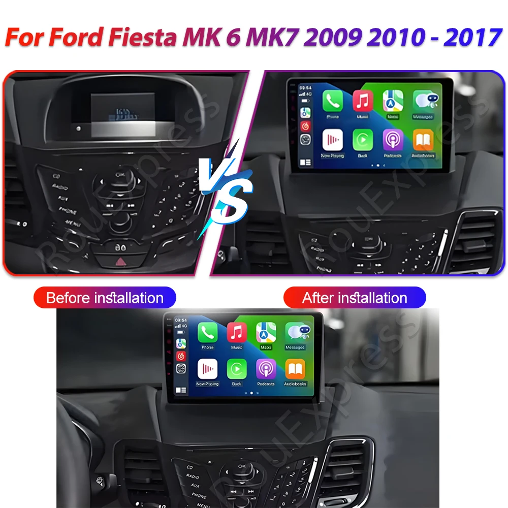 Car GPS Android 16 For Ford Fiesta MK 6 MK7 2009 2010 - 2017 Stereo Head Unit GPS Navigation Multimedia Player QLED Screen 5G 2K