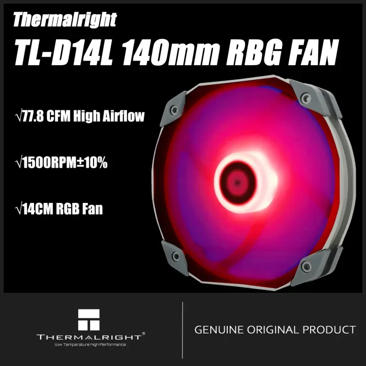 

Вентилятор для корпуса Thermalright 140 мм TL-D14L, вентилятор для охлаждения процессора, 1500 об/мин, 4-контактный PWM, 12В 4-контактный, подшипник S-FDB, RGB-вентилятор
