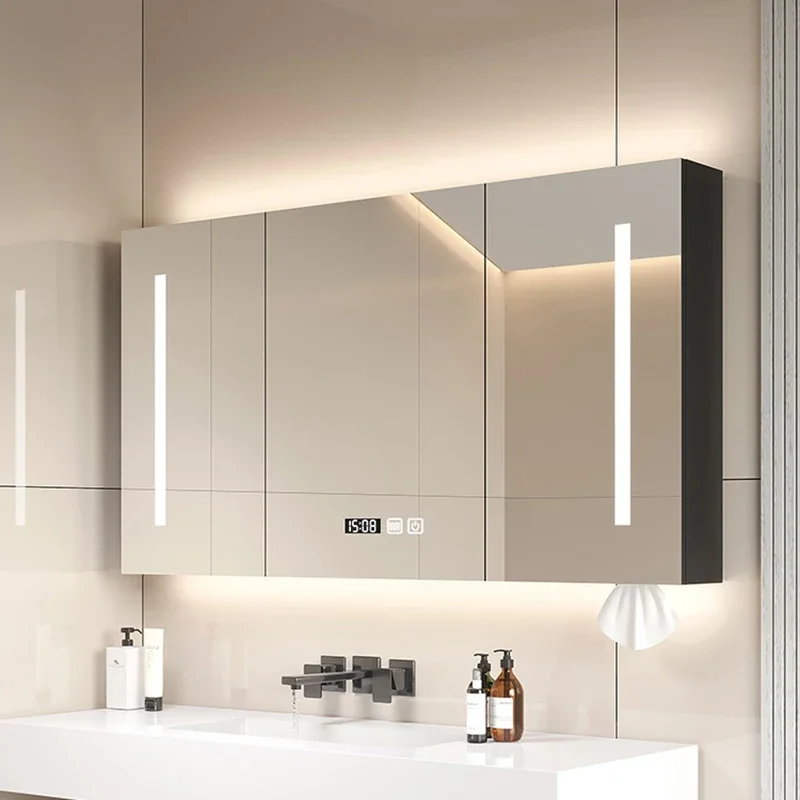 Nordic Defogging With Light Bathroom Cabinets Intelligent Modern Bathroom Cabinets Touch Home Furniture Compartiment HBMC