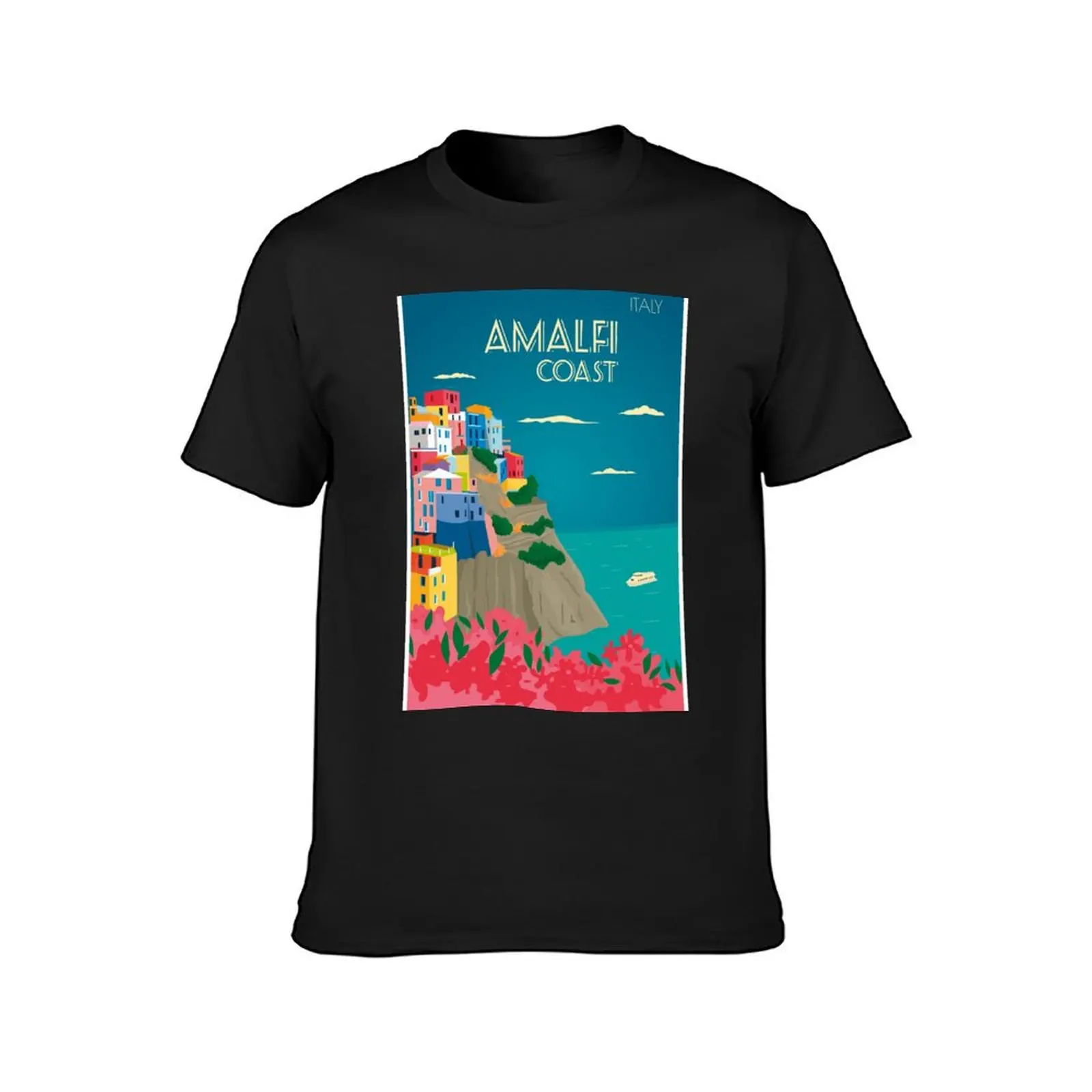 AMALFI COAST ITALY : Vintage Travel Advertising Print T-Shirt customs design your own animal prinfor boys t shirts men