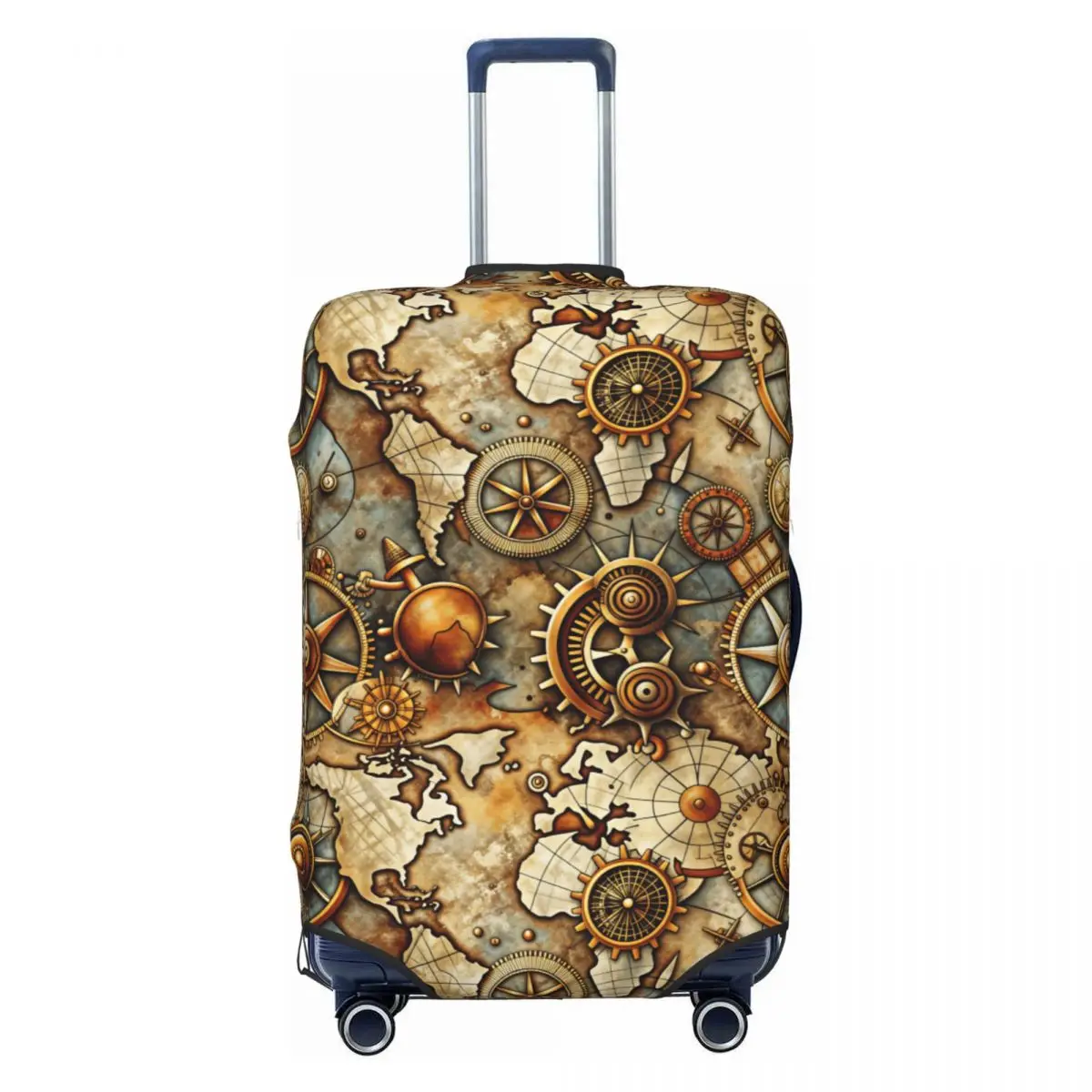 Custom Steampunk Old Maps Pattern Luggage Cover Protector Dust Proof Travel Suitcase Covers