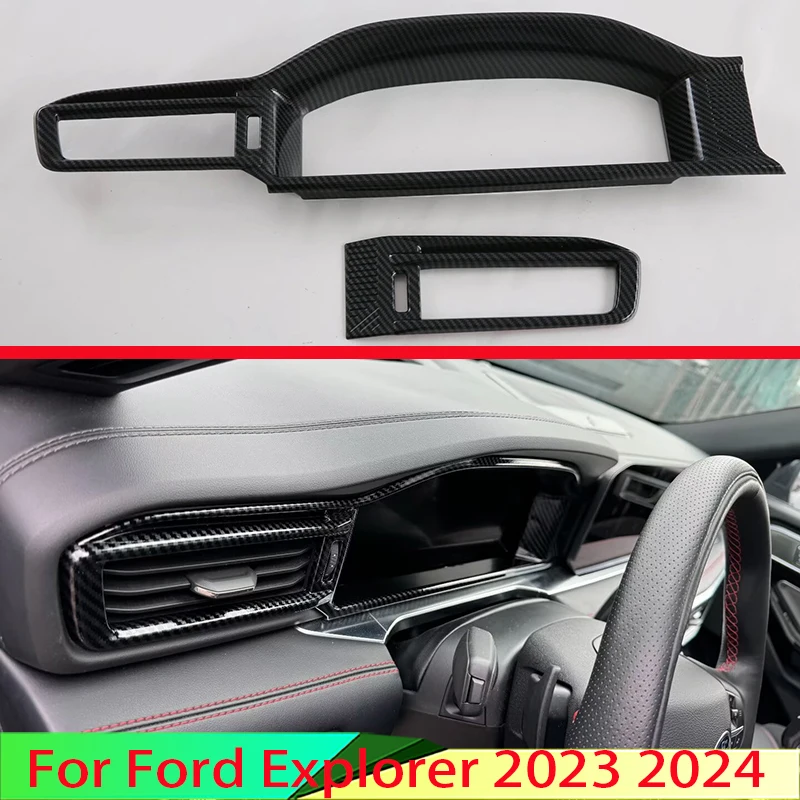 

For Ford Explorer 2023 2024 Car Accessories Carbon Fiber Style Front Side Air Outlet Ventilation Decoration Trim