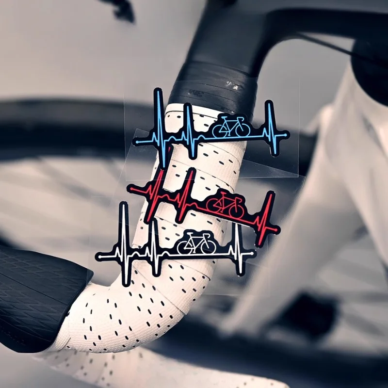 

1 шт. велосипедные наклейки с рисунком сердцебиения EKG (синий, красный, белый), водонепроницаемые виниловые наклейки для декора ручек велосипеда