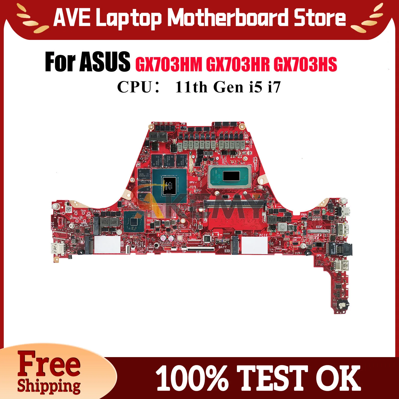 

GX703HS Laptop Motherboard For ASUS ROG Zephyrus S GX703 GX703HR GX703HS GX703HM Mainboard With 11th Gen i5 i7 100% tests OK stk