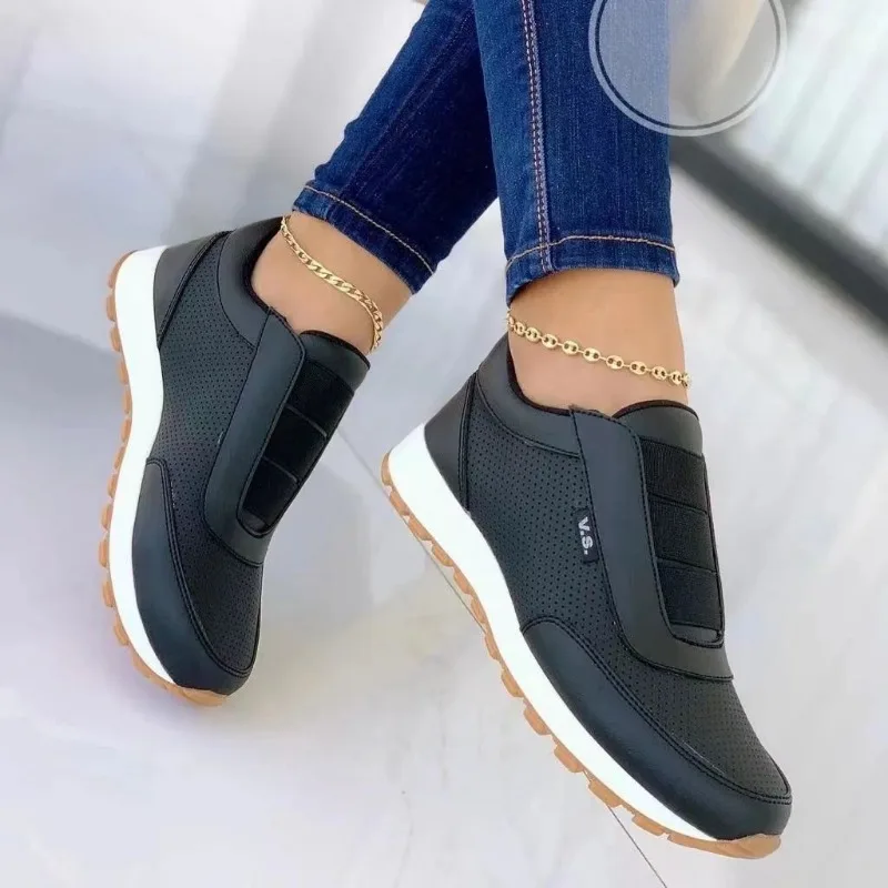 

Woman 2024 New Casual Mesh Loafers Comfortable Breathable Lazy Shoes Lightweight Elastic Band Flats Thick Sole Vulcanized Shoes