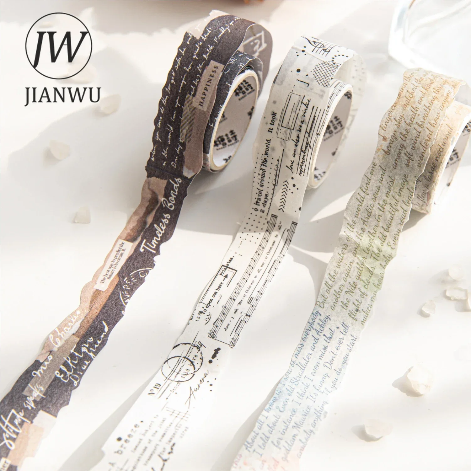 JIANWU 20mm*200cm 무질서한 미스 시리즈 빈티지 영어 텍스트 소재 콜라주 Washi 테이프 크리 에이 티브 DIY 저널 편지지