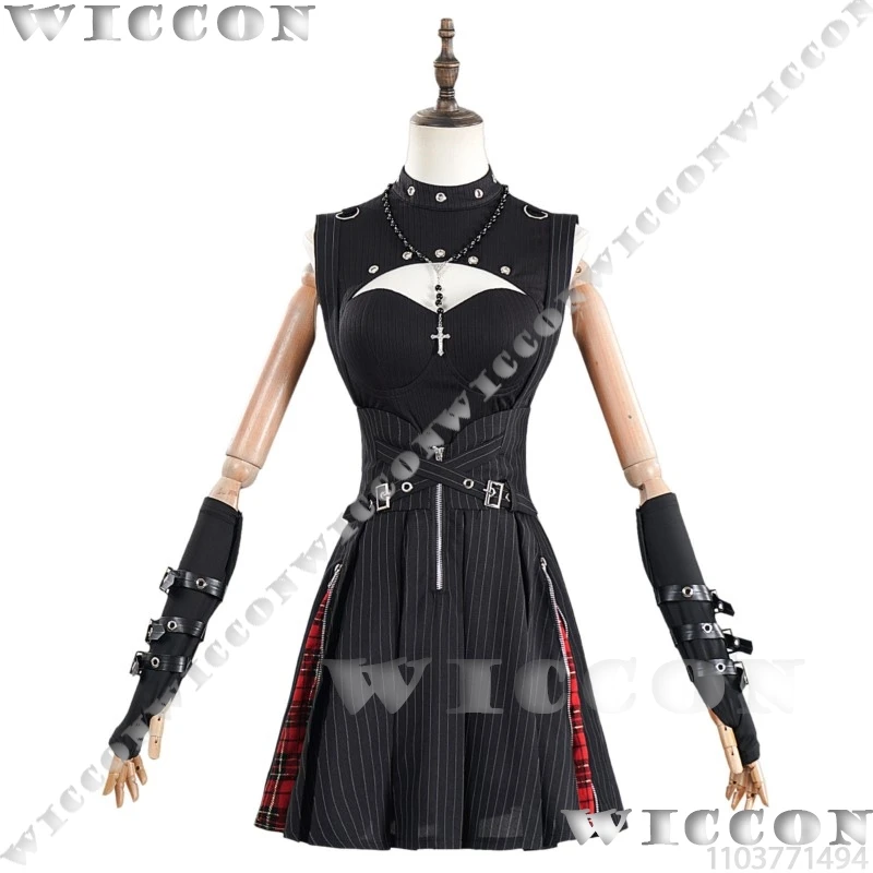 MisaMisa أنيمي الموت تأثيري غير القوطية Y2K فستان أسود شقراء طويلة شعر مستعار الدعامة Jirai Kei فتاة امرأة الزي هالوين مخصص
