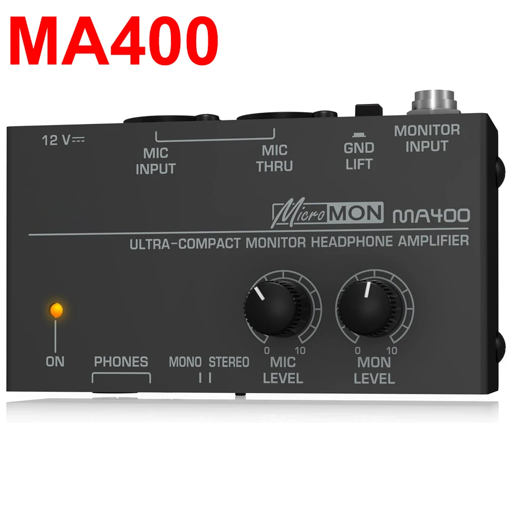 MA400 Headphone Preamplifier 6.35mm & 3.5mm Headphone Monitor Microphone Enlarge Mixer Suitable for Speech / Live Streaming