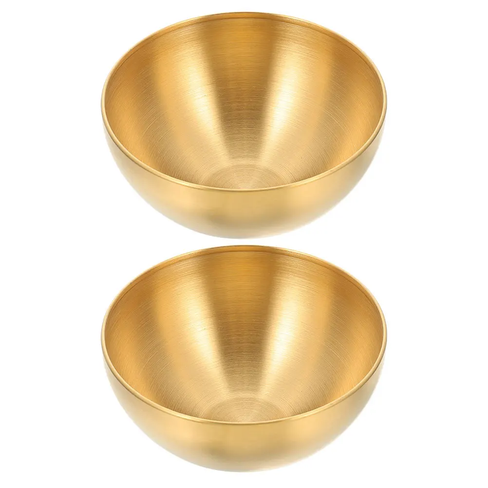 

2Pcs Stainless Steel Kitchen Serving Bowl Multi-Purpose Fruit Salad Bowl for Noodle Rice Household Food Supplies