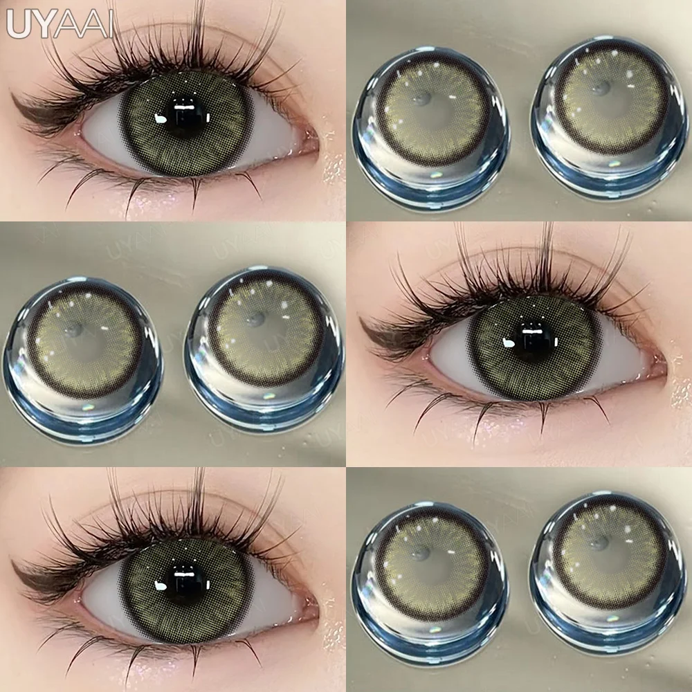 UYAAI 1 Paar natürliche Kontaktlinsen in brauner Farbe für Augen, blaue Augenlinsen, grüne farbige Pupillen, hochwertige Farbe – Detail 19
