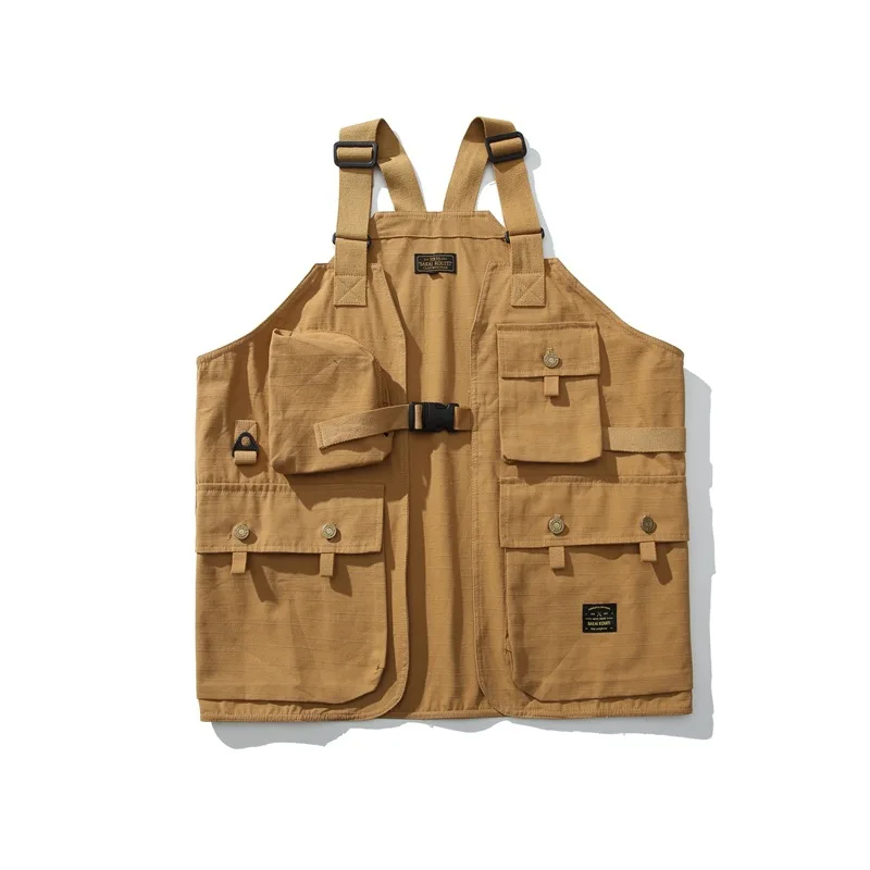 

Multi-pocket Outdoor Vest Men Japanese Streetwear Fashion Vintage Loose Casual Cargo Vest Sleeveless Jacket Techwear Waistcoat