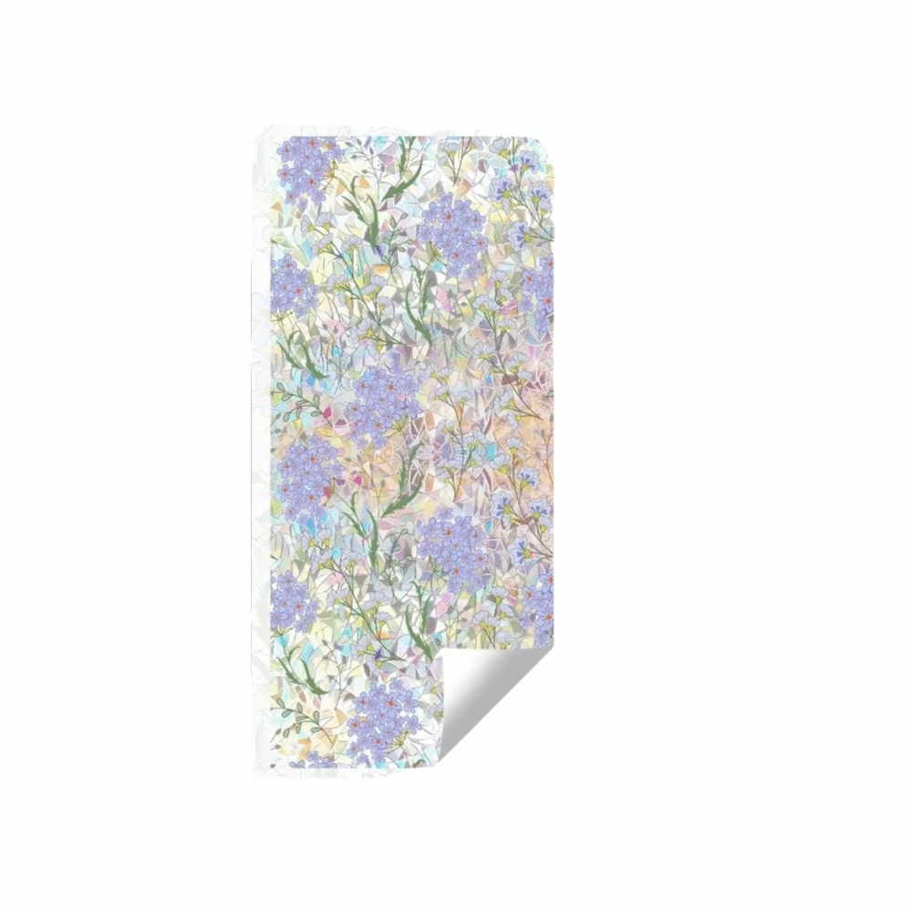 PVC Window Privacy Film Removable Translucent Static Stained Glass Cling Static Cling Film Floral Window Privacy Film