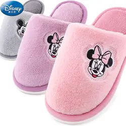 Disney peripheral Mickey and Minnie cotton slippers for men and women in winter, cute home indoor kids kawaii warm slippers