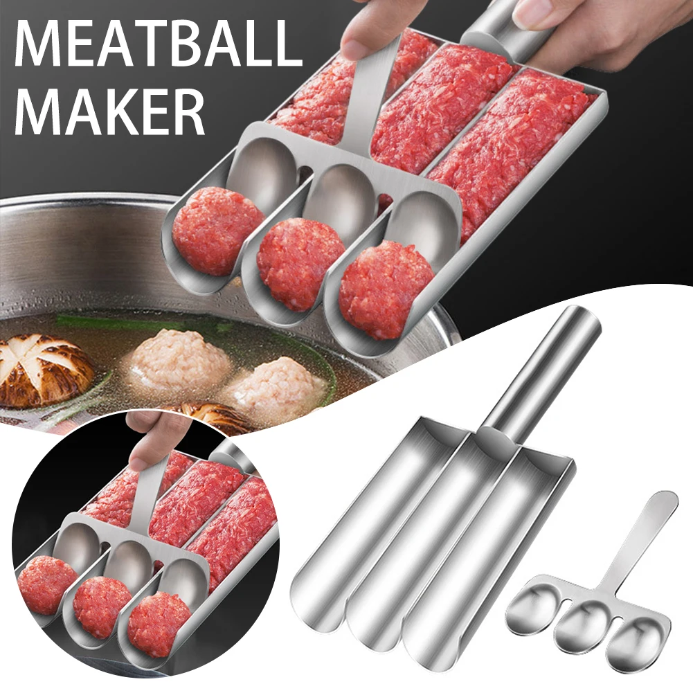 Manual Stainless Steel Meatball Maker With Spoon Time-Saving Non-stick Meatball Molds For Fish Shrimp Ball