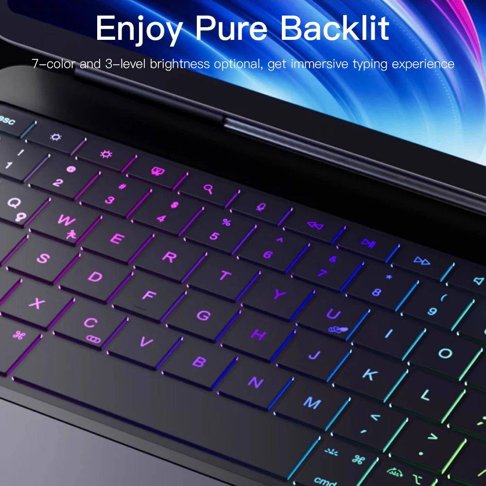 LEIA YYEAH iPad Teclado Mágico Para iPad 2025 2024 Air 13in Pro 12.9 2018-2022 iPad Case Backlight Espanhol Teclado Bluetooth