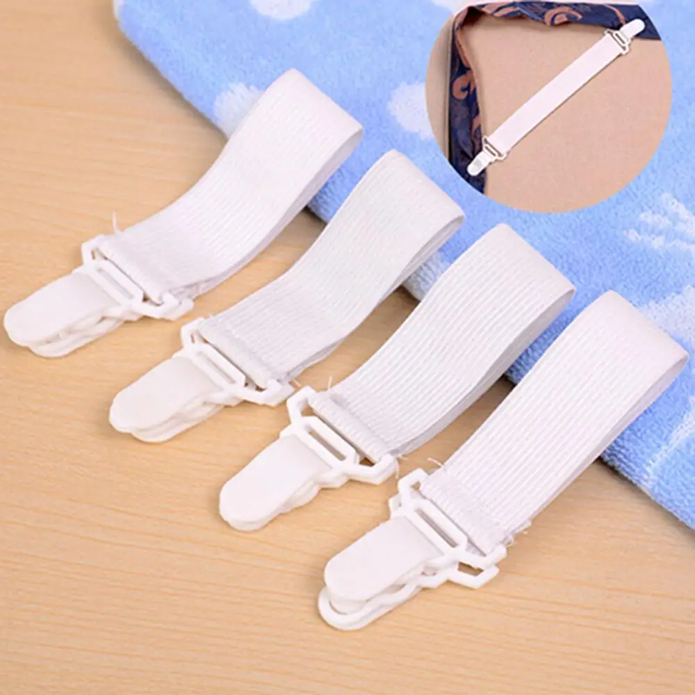 4 Pcs Bed Sheet Mattress Cover Blankets Home Grippers Clip Holder Fasteners Clip Adjustable Triangle Elastic Suspenders Strap