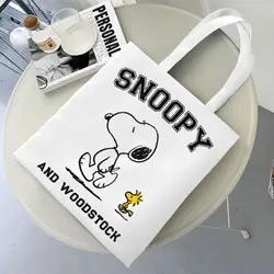 Snoopy e Charlie Brown Tote Bags borsa da donna pieghevole studente Comic Peanuts borsa a tracolla stampata Shopping Bag