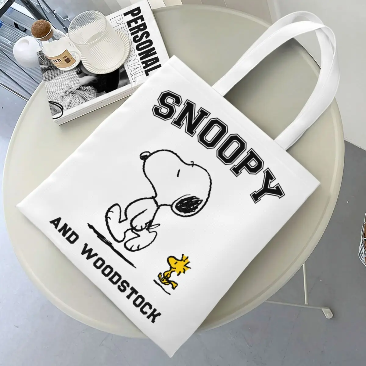 Snoopy And Charlie Brown Tote Bags Women Handbag Foldable Student Comic Peanuts Shoulder Bag Printed Shopping Bag