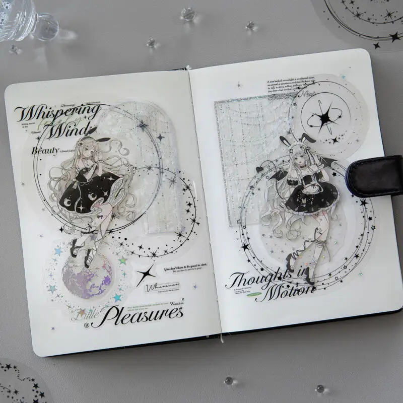 Card Lover 10Pcs [Galaxy Museum Series] PET Planet Fragments Star Trail Notes Vintage Style Material Decor Scrapbooking Stickers