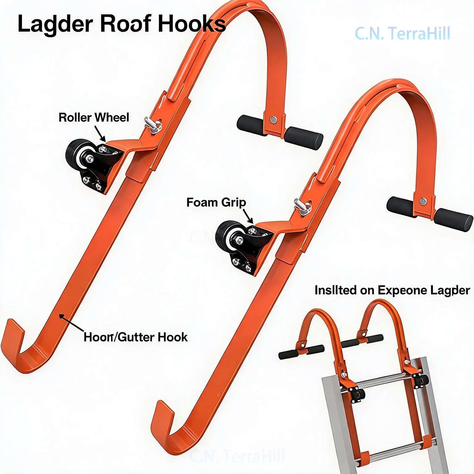 Roof Ladder Hook Stabilizer for Roofing Work, Aluminum Alloy Ladder Roof Anchor Hook, Secure Roof Access Tool