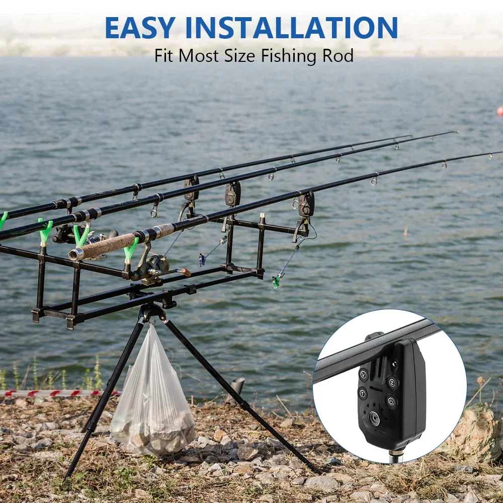 Fishing Bite Alarms Set Digital Fishing Alarm Kit LED Alarm Indicator Alert Bell Swinger Fishing Tackle with Zippered Box pesca