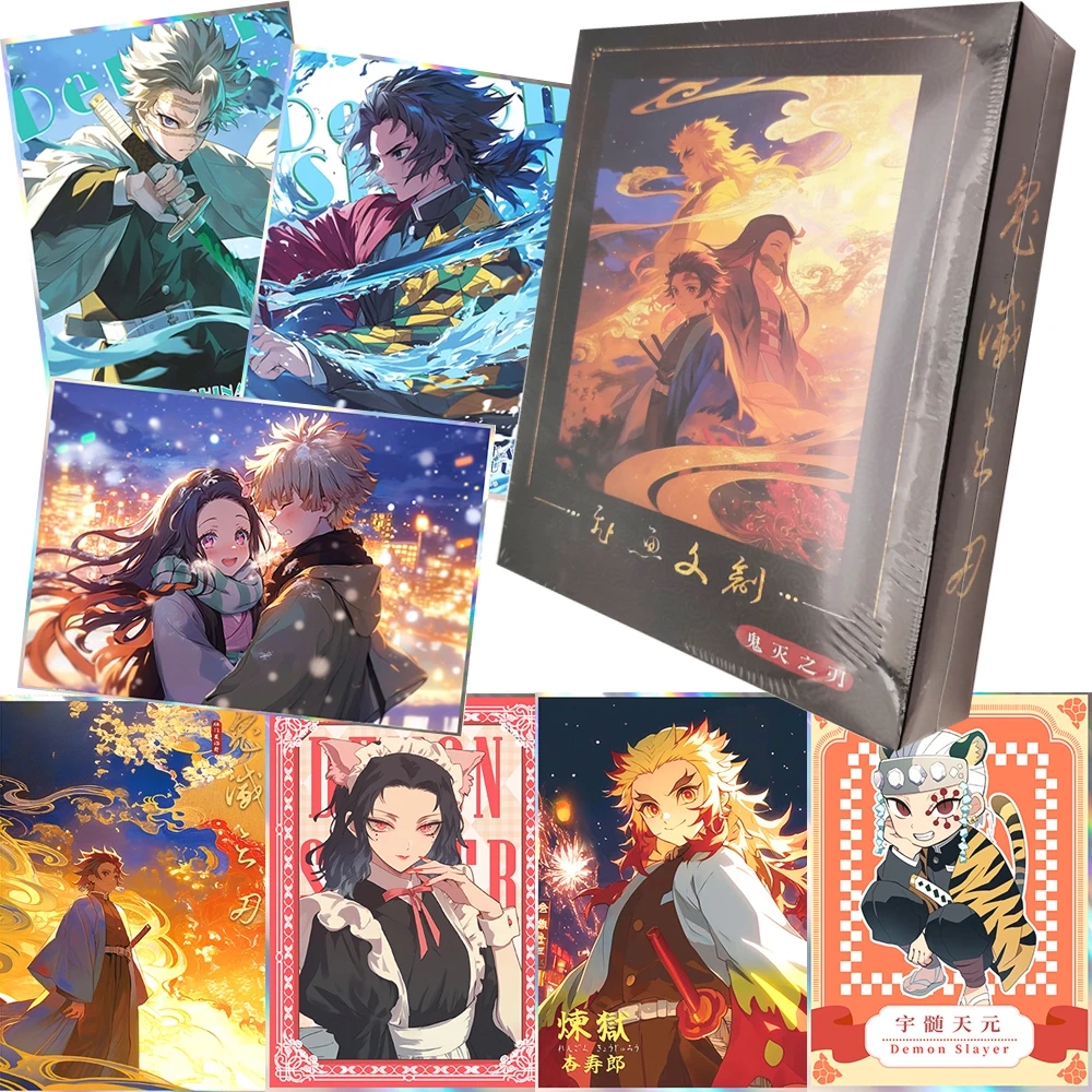 

Demon Slayer 12x17cm Acrylic Color Paper Collection Cards Hot Blooded Battle Anime Unique Creative Character Cards Trendy Toys