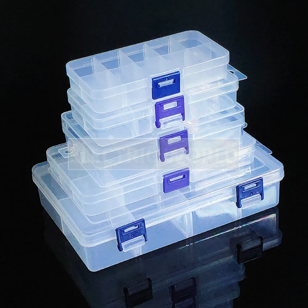 Small plastic Container 1 grid  Plastic Box Practical Adjustable Compartment bead storage case Screw Holder Case Organizer