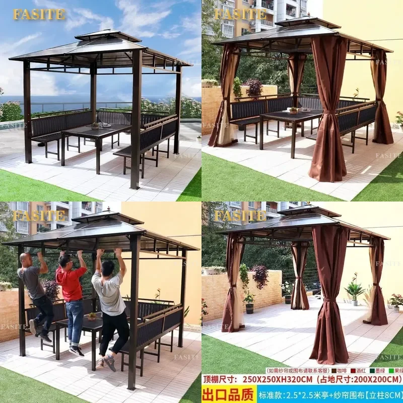 For Outdoor Gazebo Shade Tent Aluminum Alloy Rooftop Simple Mobile Garden Courtyard Villa Canopy Durable Weatherproof Easy
